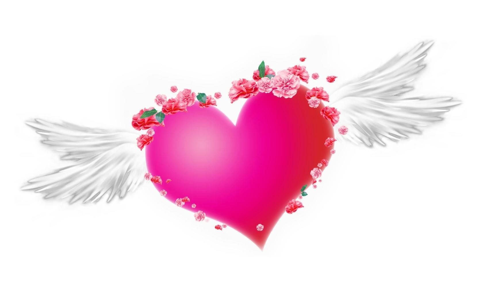 сердечко с крылышками валентинка