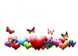 разноцветне сердца и бабочки