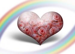 радуга и сердце в розах